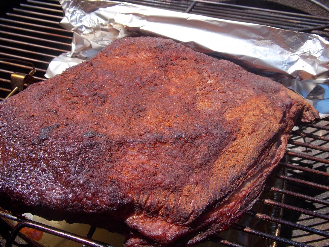 brisket on smoke.JPG