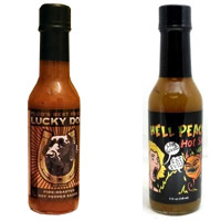 Ultimate-hot-sauce-showdown-first-round-lucky-dog-orange-label-vs-evil-seed-hell-peach-hot-sauce.jpg